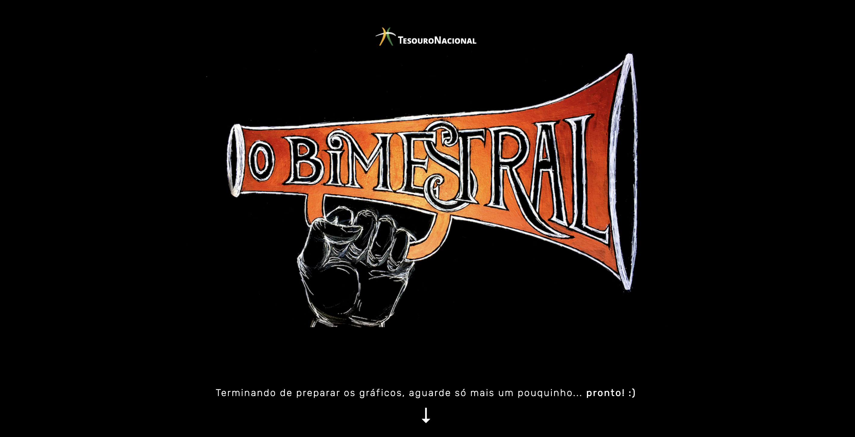A snapshot of the project's opening screen, with the text 'O Bimestral' with a beautiful artwork.